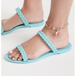 Stuart Weitzman Braida Sawyer Jelly Sandals Blue Size 10